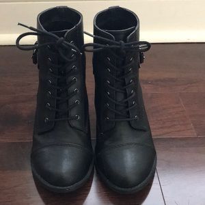 Black Lace-up Booties